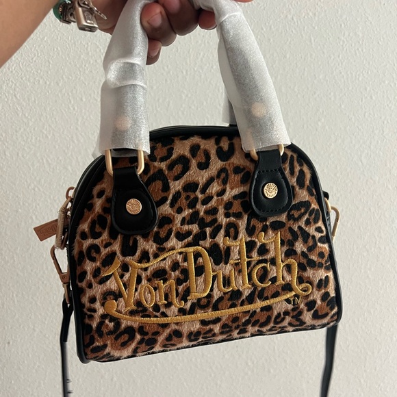 LEOPARD VEGAN PONY HAIR BOWLING BAG - Picture 7 of 8